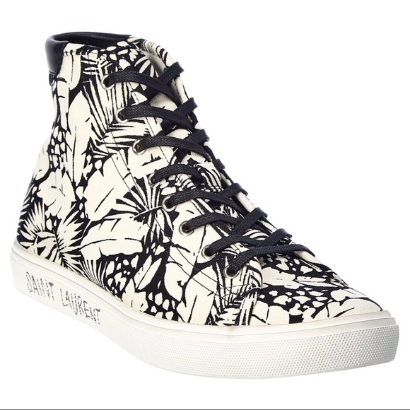 Saint Laurent Shoes - Saint Laurent Malibu Used Sneakers Olona Palm Mix Talco Nero 38 Tropical Floral